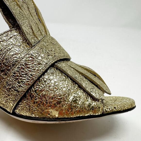 Gucci Marmont GG Mules Gold Leather Sandals - Picture 9 of 11